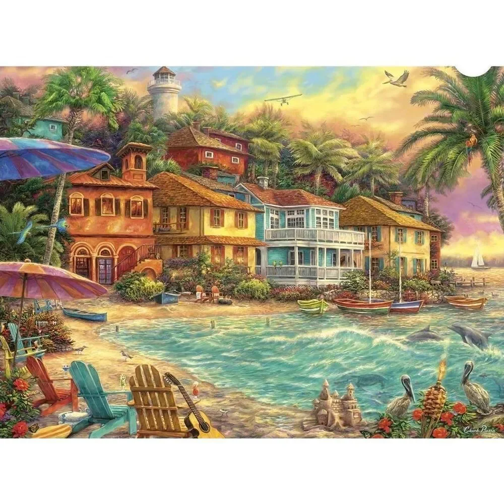 Buffalo Games Chuck Pinson Island Time 1000 pc Jigsaw Puzzle USED